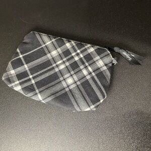 Thirty-One Plaid Cosmetic Bag Black & White Travel Makeup Pouch